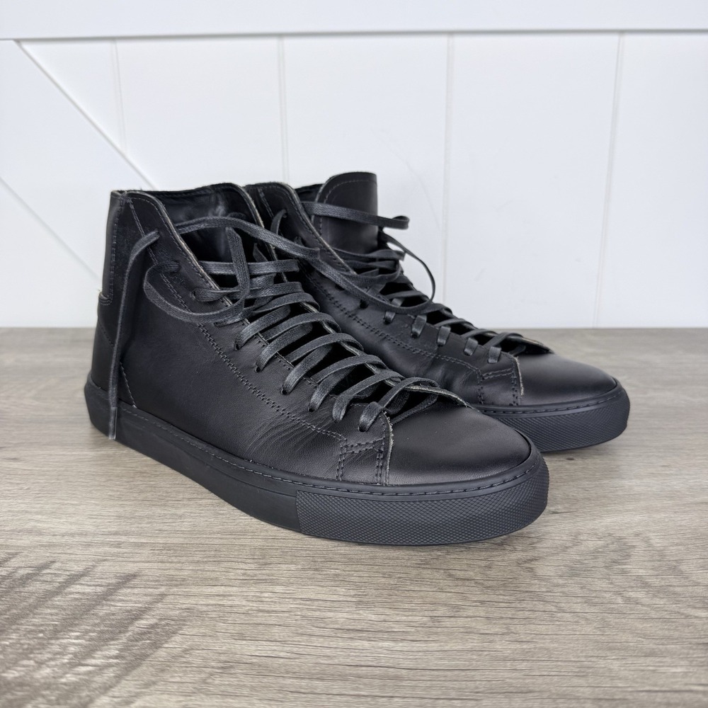 Raleigh Denim x Opie Way Black Leather Hi Top Sneakers Mens Size 10D Handmade US